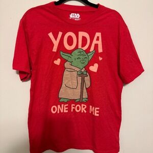Star Wars Yoda One For Me Graphic T-Shirt Red Casual‎ Men's Medium